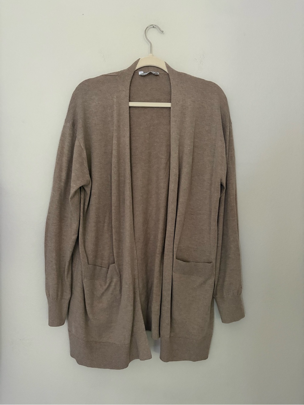 Luxury Premier Cashmere Blend Cardigan XL Brown Open Front Pockets Neutral Cozy